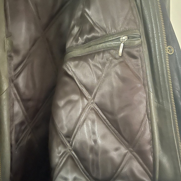 Men 3/4 Leather Jacket, army Green, size XL, insulated, perfect condition - Picture 4 of 9